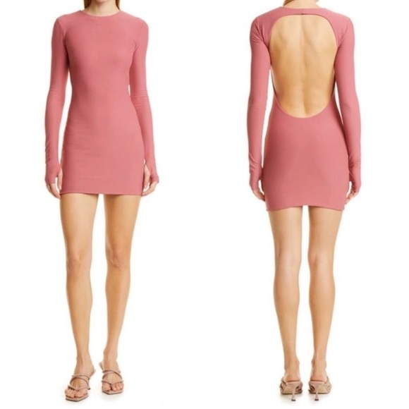 NWT Alix NYC Abbott Long Sleeve Open Back Stretch Mini Dress in Hibiscus Sz XS - Picture 7 of 13